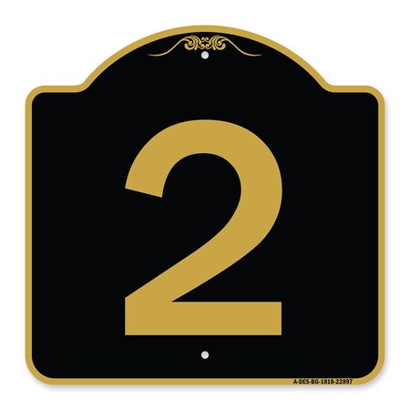 Signmission Designer Series Sign-Sign W/ Number 2, Black & Gold Aluminum Sign, 18" x 18", BG-1818-22897 A-DES-BG-1818-22897